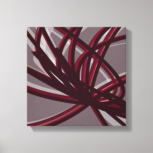 Bourgogne en grijze Abstracte ribbons | Schaduwen  Canvas Afdruk (Voorkant)