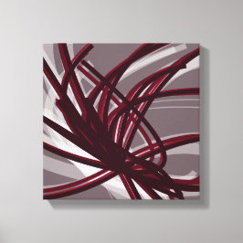 Bourgogne en grijze Abstracte ribbons | Schaduwen  Canvas Afdruk
