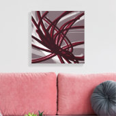 Bourgogne en grijze Abstracte ribbons | Schaduwen  Canvas Afdruk (Insitu (Woonkamer))