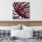 Bourgogne en grijze Abstracte ribbons | Schaduwen  Canvas Afdruk (Insitu (Slaapkamer))