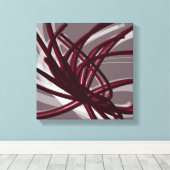 Bourgogne en grijze Abstracte ribbons | Schaduwen  Canvas Afdruk (Insitu (Houten vloer))