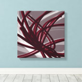 Bourgogne en grijze Abstracte ribbons | Schaduwen  Canvas Afdruk (Insitu (Houten vloer))