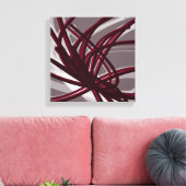 Bourgogne en grijze Abstracte ribbons | Schaduwen  Canvas Afdruk (Insitu (Woonkamer))
