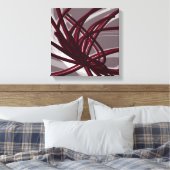 Bourgogne en grijze Abstracte ribbons | Schaduwen  Canvas Afdruk (Insitu (Slaapkamer))