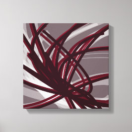 Bourgogne en grijze Abstracte ribbons | Schaduwen Canvas Afdruk