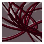 Bourgogne en grijze Abstracte ribbons | Schaduwen Perfect Poster (Voorkant)