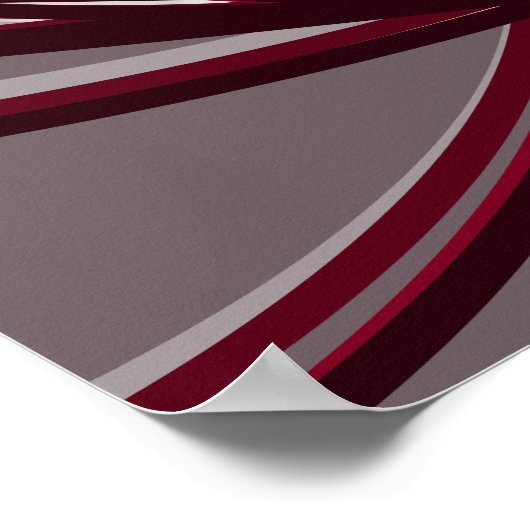 Bourgogne en grijze Abstracte ribbons | Schaduwen Poster (Hoek)