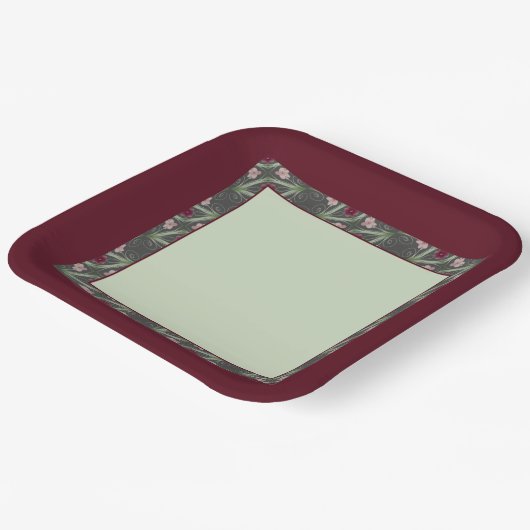 Bourgogne en groen papieren bordje (Gebogen)