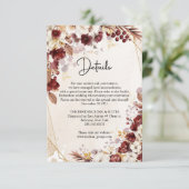 Bourgogne en herfstbloemen en bladeren goud lijst informatiekaartje (Staand voorkant)