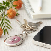 Bourgogne en ivoren lint met vlinder sleutelhanger (Zijkant)