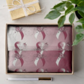 Bourgogne en ivoren lint met vlinder tissuepapier (Geschenk)