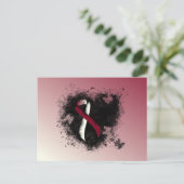 Bourgogne en Ivory Ribbon Grunge Heart Briefkaart (Staand voorkant)