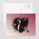 Bourgogne en Ivory Ribbon Grunge Heart Briefkaart (Voorkant / Achterkant)