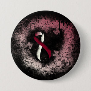 Bourgogne en Ivory Ribbon Grunge Heart Ronde Button 7,6 Cm