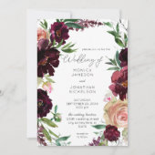 Bourgogne en lichte bleekroze huwelijk kaart (Voorkant)