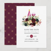 Bourgogne en marinewijn - kerstbruiloft save the date (Voorkant / Achterkant)
