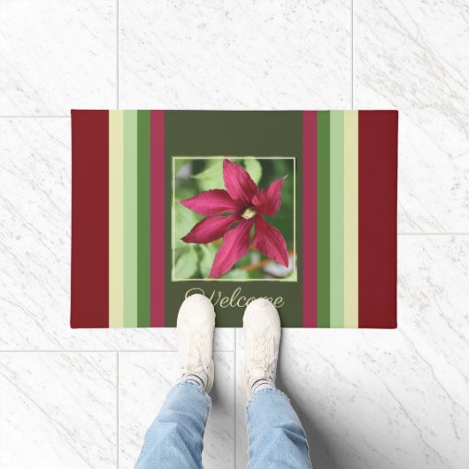 Bourgogne en Mint Groene Streep Deurmat (Binnen)