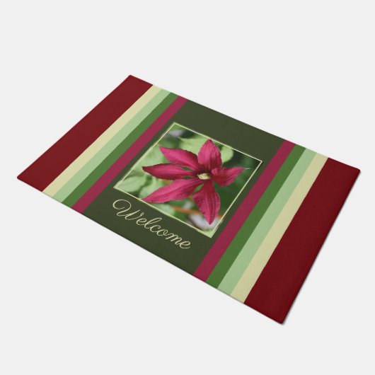 Bourgogne en Mint Groene Streep Deurmat (Schuin)