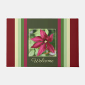 Bourgogne en Mint Groene Streep Deurmat (Voorkant)