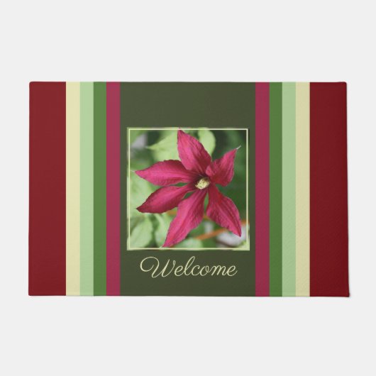 Bourgogne en Mint Groene Streep Deurmat (Voorkant)