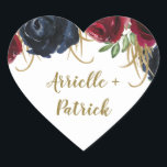 Bourgogne en Navy Blue Gold Wedding Favor Stickers<br><div class="desc">Bourgogne en Navy Blue Gold Wedding Favor Stickers - zijn voorzien van elegante waterverf rozen en pioenen in verschillende tinten van Marsala,  bordeaux,  merlot en marineblauw met elegant groen. Er zijn vlekken van takken van goud in de bloemen en het groen.</div>