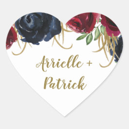Bourgogne en Navy Blue Gold Wedding Favor Stickers