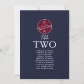 Bourgogne en Navy Blue Wedding Zittingkaart (Voorkant)