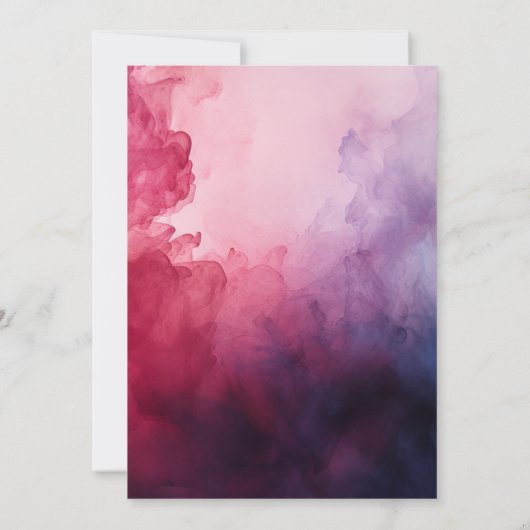 Bourgogne en Navy Waterverf Ink Bruiloft Kaart (Achterkant)