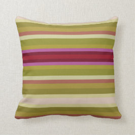 Bourgogne en olijfgroene streep kussen