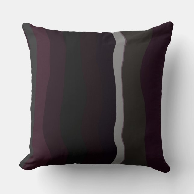Bourgogne en Olive Wavey Stripes Kussen (Voorkant)