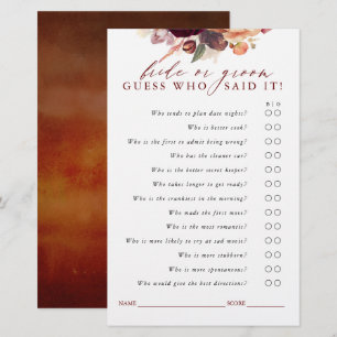 Bourgogne en Oranje Floral Raad Bride of Groom