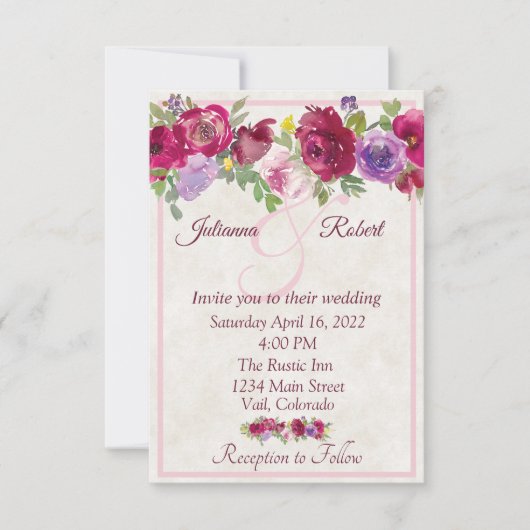 Bourgogne en paarse feestdag kaart (Voorkant)