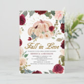 Bourgogne en peach Floral Pumpkin Vrijgezellenfees Kaart (Staand voorkant)