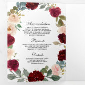 Bourgogne en Peach Floral Pumpkin Wedding Drieluik Uitnodiging (Binnenzijde eerst)