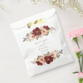 Bourgogne en peach Floral Wedding Bedankzakje (Gezegeld)