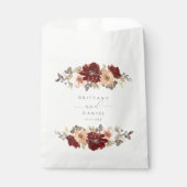 Bourgogne en peach Floral Wedding Bedankzakje (Voorkant)