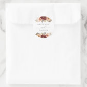 Bourgogne en peach Floral Wedding Ronde Sticker (Tas)