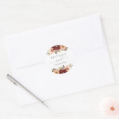 Bourgogne en peach Floral Wedding Ronde Sticker (Envelop)