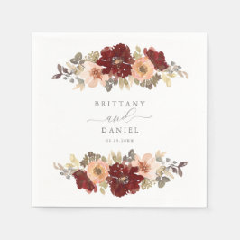 Bourgogne en peach Floral Wedding Servet