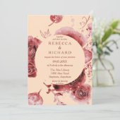 Bourgogne en Peach wonderbaarlijk huwelijk Kaart (Staand voorkant)