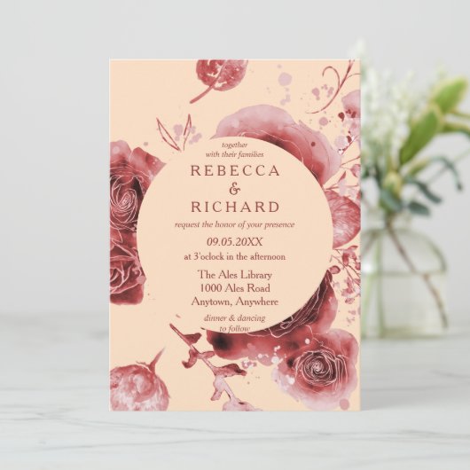 Bourgogne en Peach wonderbaarlijk huwelijk Kaart (Staand voorkant)