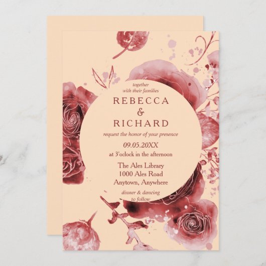 Bourgogne en Peach wonderbaarlijk huwelijk Kaart (Voorkant / Achterkant)