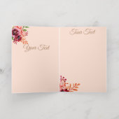 Bourgogne en perzik bloemboeket Moederdag Folie Wenskaart (Binnenlaag)