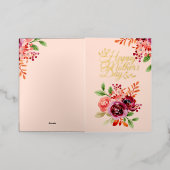 Bourgogne en perzik bloemboeket Moederdag Folie Wenskaart (Buiten Laag)