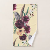 Bourgogne en perzik Hedendaagse Bloemen Badhanddoe Bad Handdoek (Handdoek)