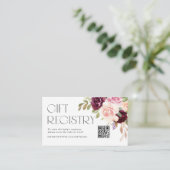 Bourgogne en perzikbloemen QR Code Registry Informatiekaartje (Staand voorkant)