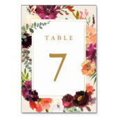 Bourgogne en perzikse Waterverf Floral Wedding Kaart (Voorkant)