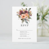Bourgogne en Perzische Floral Geometric Wedding RSVP Kaartje (Staand voorkant)