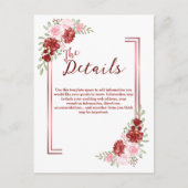 Bourgogne en Roos Floral Wedding Briefkaart (Voorkant)