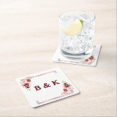 Bourgogne en Roos Floral Wedding Kartonnen Onderzetters (Insitu)